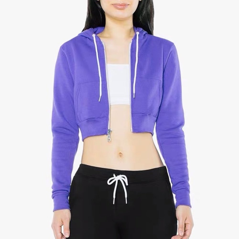 American Apparel Women's Flex Fleece Cropped Long Sleeve Zip Hoodie